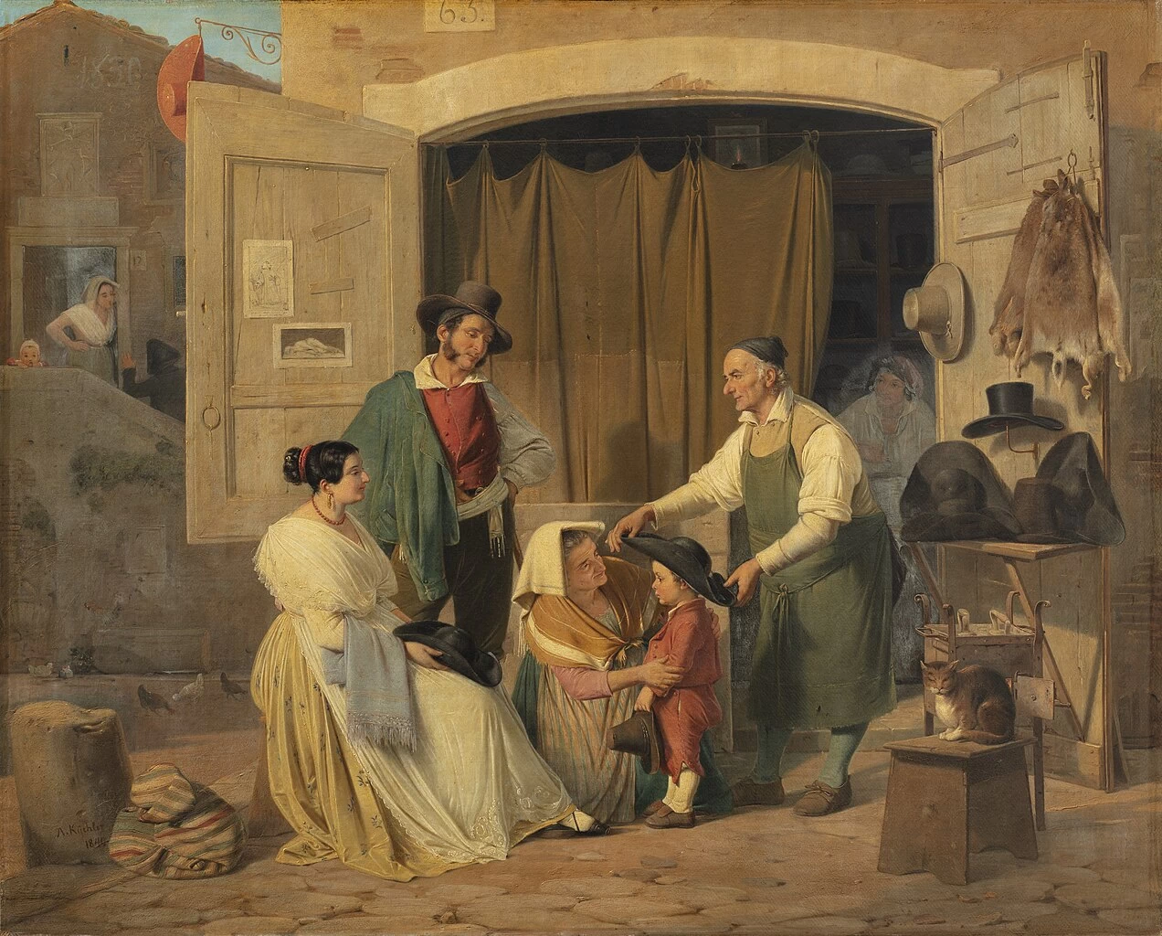 Contadini romani comprano un cappello per il loro figlioletto, che diventerà abate (1840) - Thorvaldsens Museum, Copenaghen